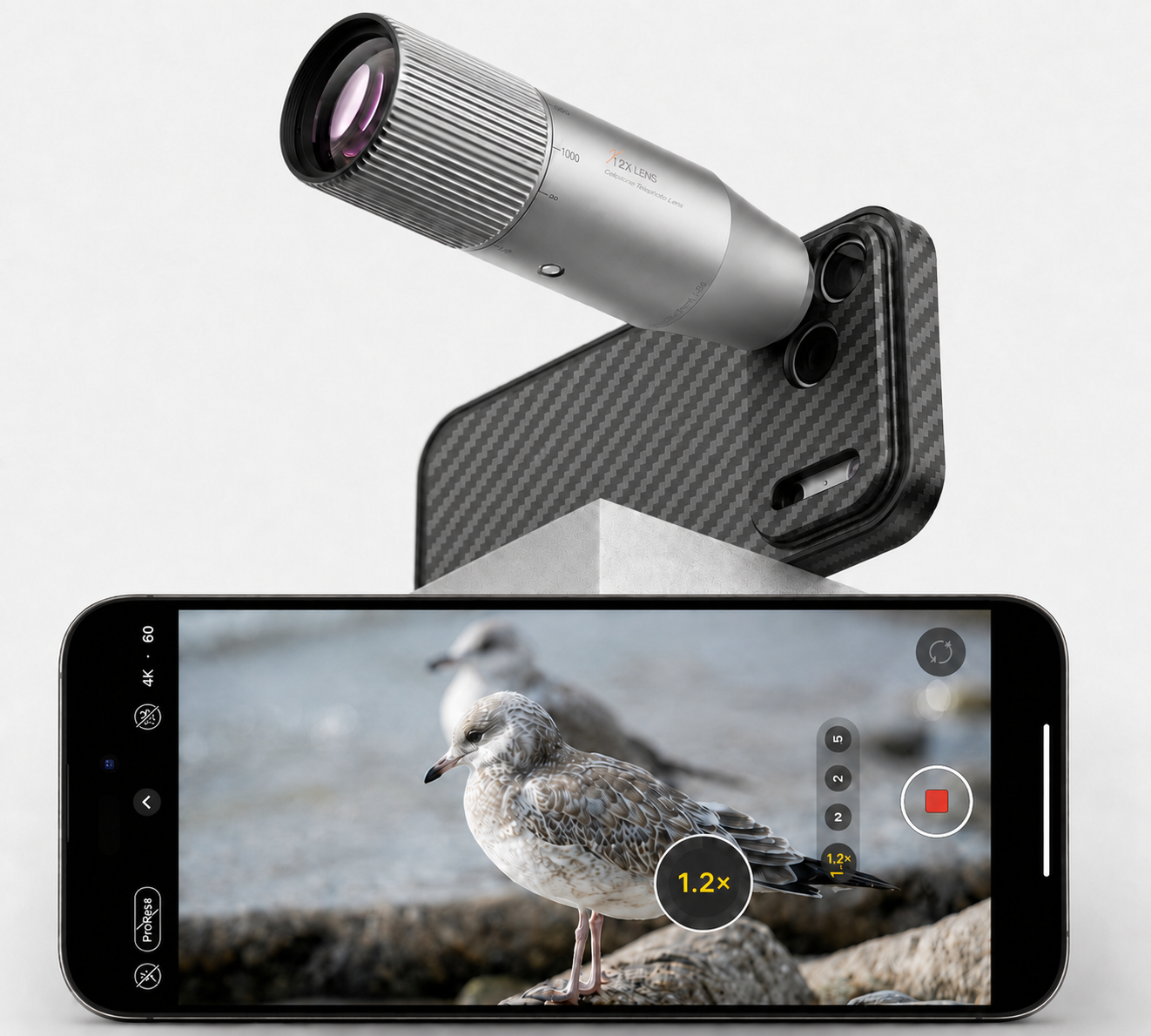 BirdLens telephoto with iPhone case